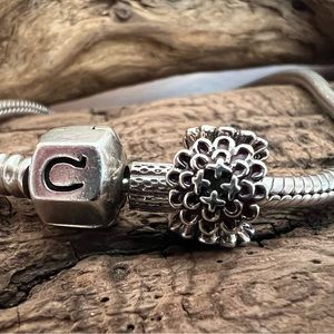 NWT Authentic CHAMILIA Blooming Zinnia Burgundy Charm Flower 925 Garden Swarovsk